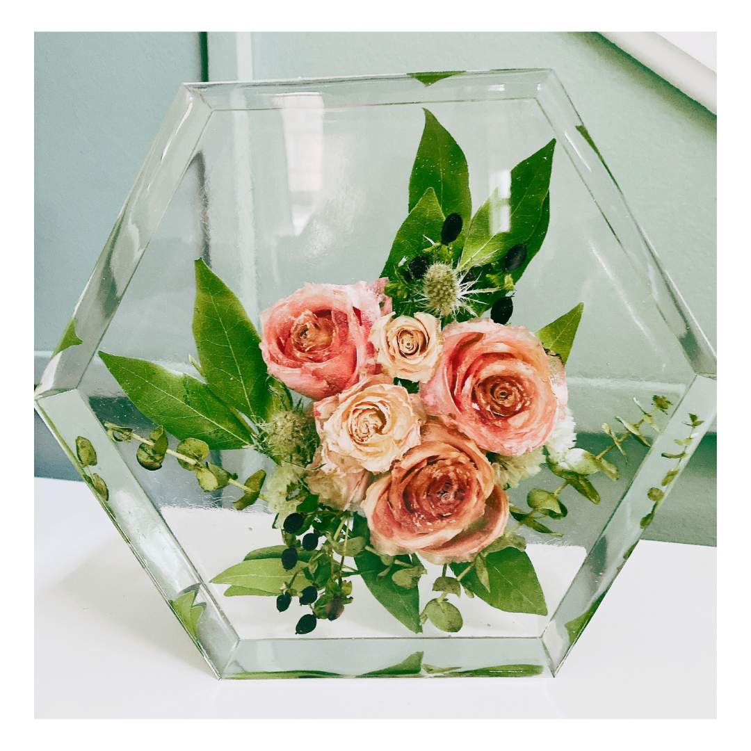 Hexagon Resin Floral Bloc