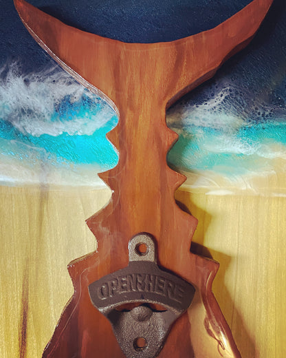 Tails up bottle opener